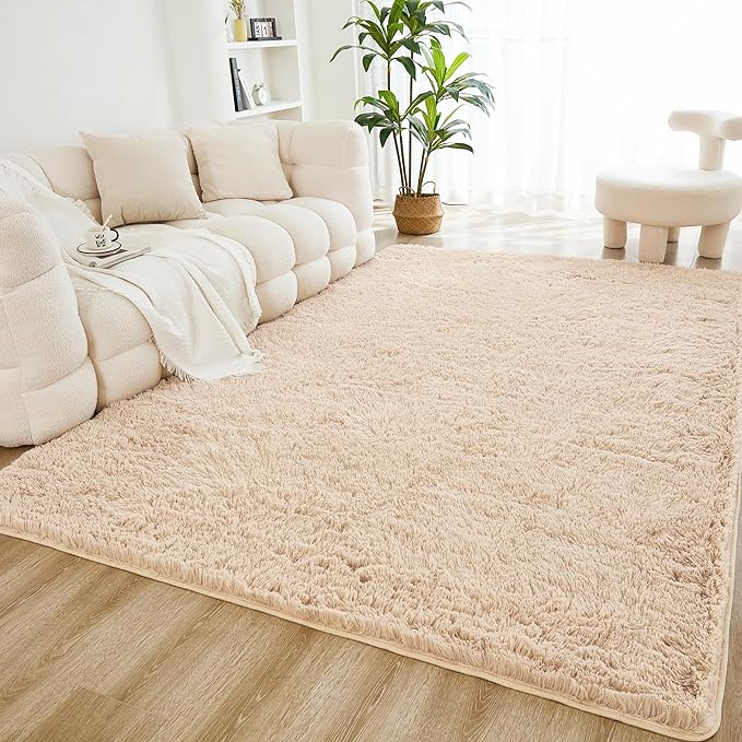Litanika 8x10 Shag Area Rug for Living Room Bedroom, Non-Shedding Modern Indoor by Litanika