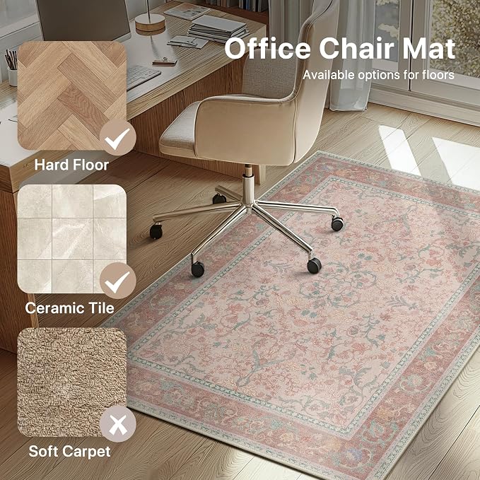 48"x60" Office Chair Mat for Hardwood Tile Floor, Under Desk Carpet Protector - Image 3