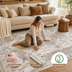 7x9 Washable Area Rug, Large Rugs - Image 3