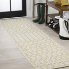 JONATHAN Y Moroccan Geometric Indoor Outdoor Runner Rug 2X8 Cream/Green by JONATHANY
