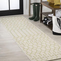 JONATHAN Y Moroccan Geometric Indoor Outdoor Runner Rug 2X10 Cream/Green by JONATHANY
