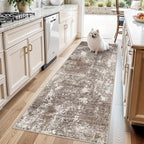 3x7 Kitchen Runner Rug – Washable Non-Slip Modern Abstract Neutral Carpet by BYYVOORugsforYourHome