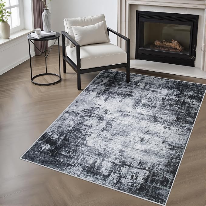 Washable Area Rug 3x5 Entryway Rug: Washable Modern Abstract Soft Thin Rug by FXRHLP