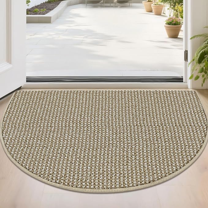 BEQHAUSE Dirt Trapper Door Mat 24" x 36" Half Circle Non-Slip Washable Doormats by BEQHAUSE