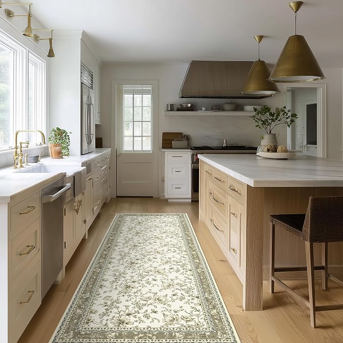 Greyish Beige Runner Rugs 2x6 for Hallway Kitchen Bedroom Beside Laundry Room by BILEEHOME