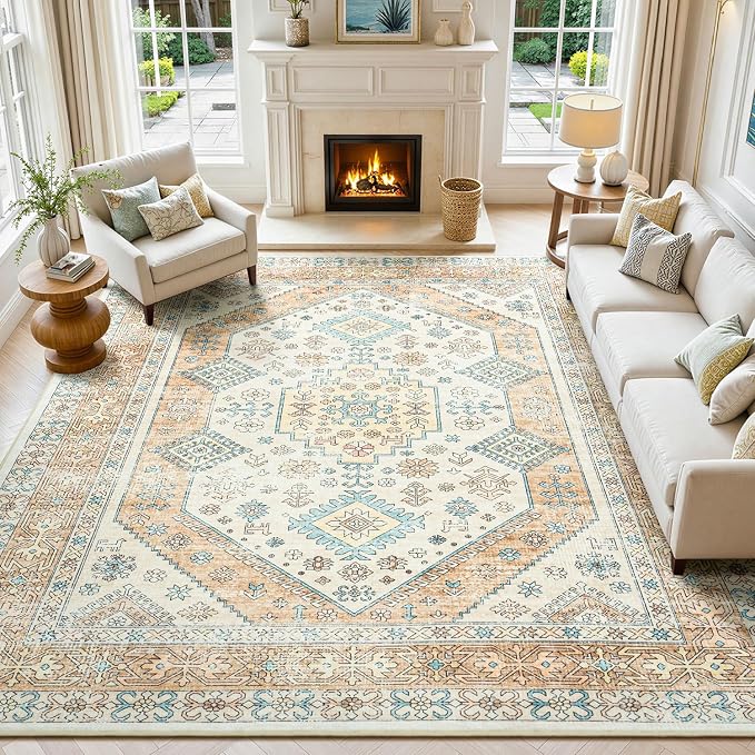 Lofus Vintage Living Room Rugs 8x10, Soft Machine Washable Area Rug by Lofus
