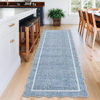 GarveeHome Scalloped Washable Runner Rug 2x6 Non Slip Kitchen Rugs Modern Blue - Image 2