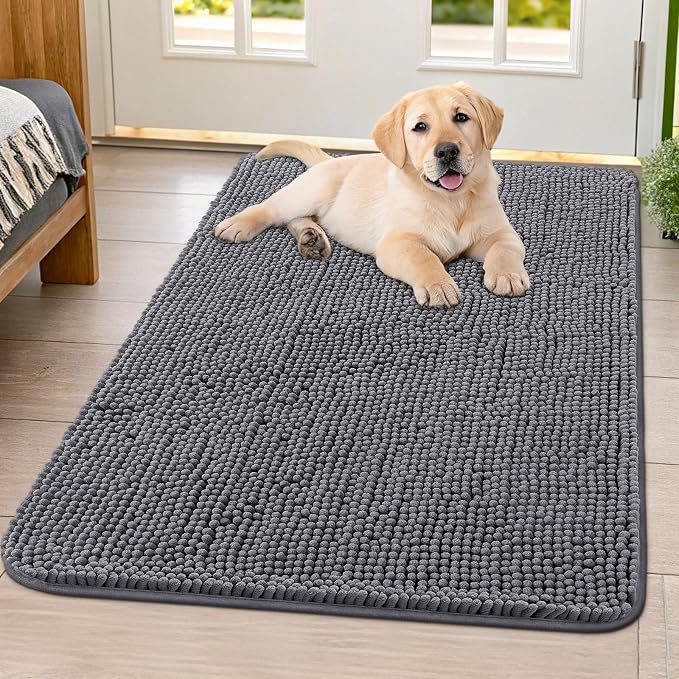 Smiry Dog Door Mat for Muddy Paws 40x32, Absorbent Dirt Trapper, Non-Slip by Smiry