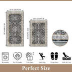 Kitchen Rugs Set of 2 Washable Non Slip – Soft Low Pile Boho Floral Decorative - Image 2