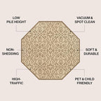 JONATHAN Y Vintage Filigree Indoor Outdoor Octagon Area Rug 5 Ft Beige/Brown - Image 2