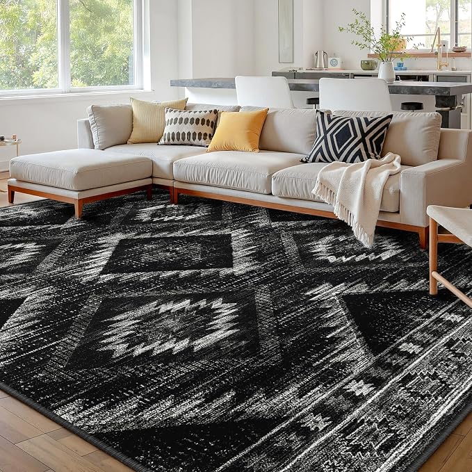 BESTSWEETIE Area Rug 9x12 Rug Machine Washable Non-Slip Low Pile Print Pattern by BESTSWEETIE