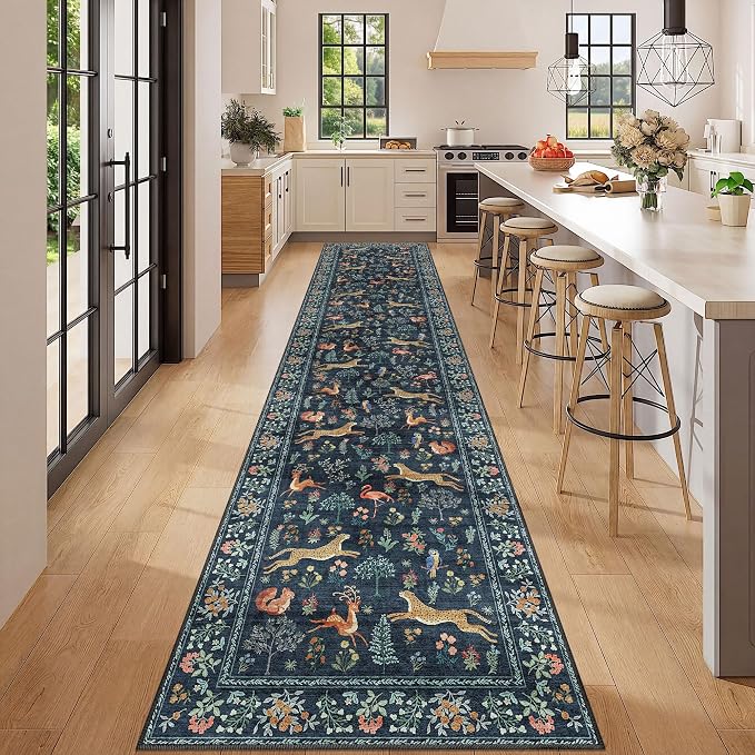DUKINO 2.6x12 Hallway Runner Rug, Vintage Washable Loog Kitchen Rug - Image 3