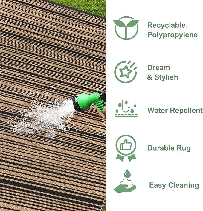 GENIMO Outdoor Rug for Patio Clearance, Lightweight Waterproof RV Camping Mat - Image 6