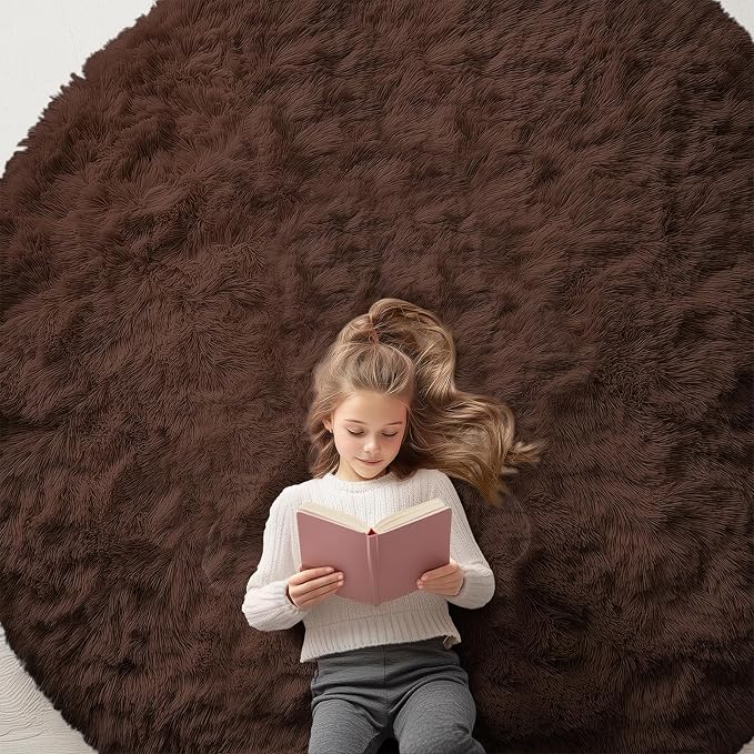 OLANLY Coffee Round Rugs for Bedroom by OLANLY