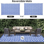 Smiry Waterproof Outdoor Rug 6x9 ft, Reversible Plastic Straw Patio Camping Rugs - Image 3