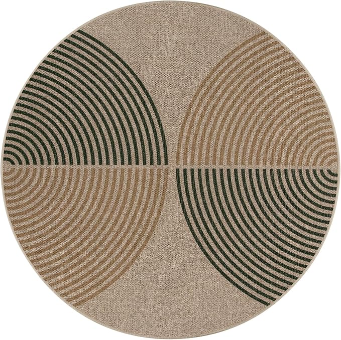 Lahome Enfys Modern Rainbow Round Rug, 6ft Easy Jute Circle Patio Rug Washable - Image 6