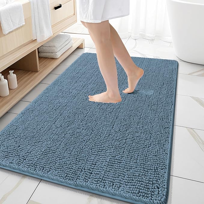 OLANLY Large Bathroom Rugs 59x35, Extra Soft Absorbent Chenille Bath Rugs by OLANLY