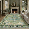 9x12 Washable Vintage Area Rug Green Oriental Living Room Bedroom Throw Rug by WondRg