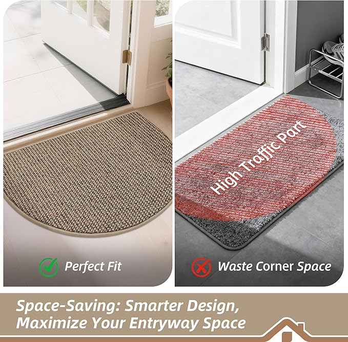 BEQHAUSE Dirt Trapper Door Mat 32" x 48" Half Circle Non-Slip Washable Doormats - Image 6