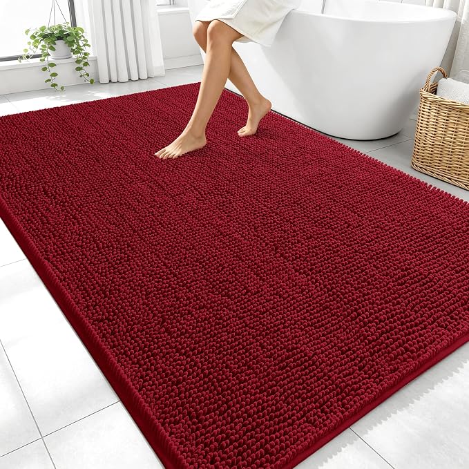 OLANLY Large Bathroom Rugs 70x46, Extra Soft Absorbent Chenille Bath Rugs by OLANLY