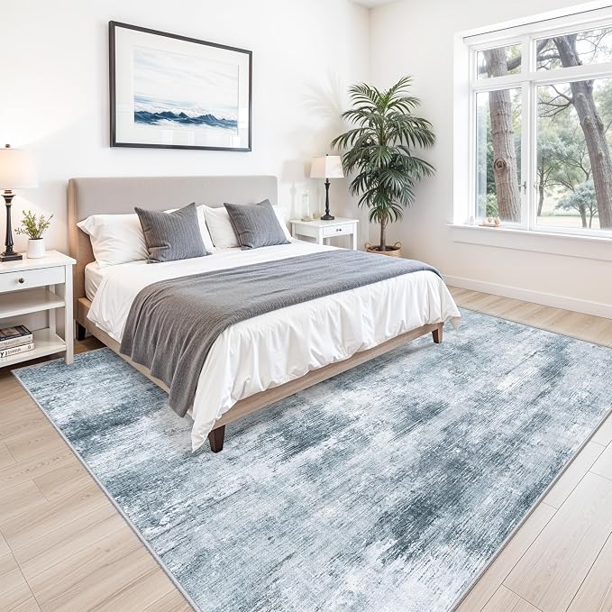 10x10 ft Square Living Room Rug – Washable Modern Abstract Area Rug - Image 3