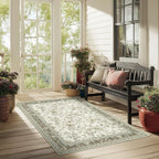 Floral Boho Rug 4x6 Washable Non Slip Area Rug Bohemian Carpet Door Mat Taupe - Image 9