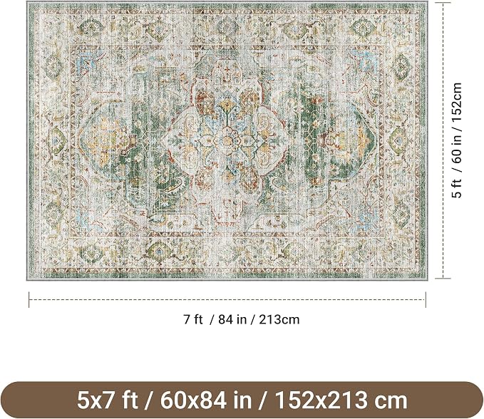 befbee 5x7 Area Rugs for Living Room, Stain Resistant Washable Rug, Non-Slip - Image 2