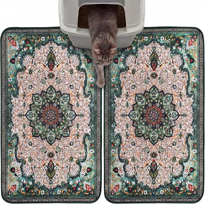 Hompet Cat Litter Mat 2 Pack, 19x30 Machine Washable Trapping Mats by Hompet