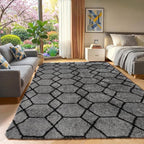 ONASAR 6x9 Area Rugs for Living Room Bedroom, Large Fluffy Grey and Black Throw - Image 6
