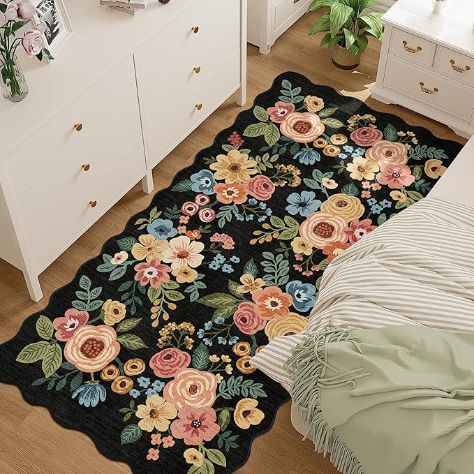 DUKINO 3x6 Washable Runner Rug, Soft Indoor Floral Non Slip Runner Rug by DUKINO