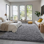 Amdrebio Grey Modern Large Living Room Rugs 6x9, Fluffy Area Rug - Image 3