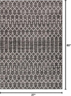 JONATHAN Y Moroccan Geometric Indoor Outdoor Area Rug 3X5 Black/Gray, Ourika - Image 2