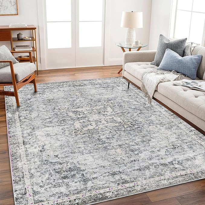 CHAMPLANT Area Rug 5'x7' Washable Rug Vintage Traditional Floor Cover Thin by CHAMPLANT