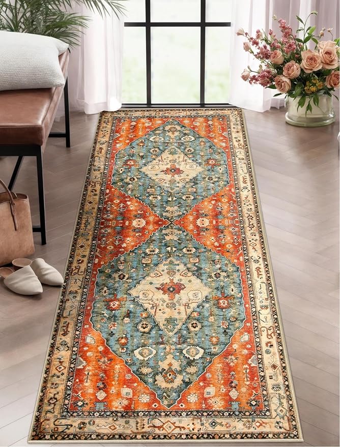 SERISSA Boho Washable Runner Rug, 2x5 Rug Non-Slip Tribal Hallway Kitchen by SERISSAHomeDecorCollection