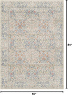 Beige Blue Living Room Rug 5x7, Cottage Area Rug - Image 2