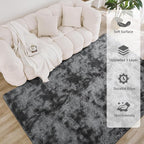Litanika 6x9 Shag Area Rug for Living Room Bedroom, Tie-Dyed Dark Grey High - Image 4