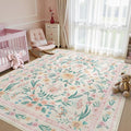 Pink Floral Area Rug 6x9, Soft Washable Girls Bedroom Rug by Dadasgk