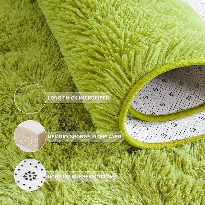 Tepook Fluffy Grass Green Rugs for Living Room Bedroom, 8x10 Soft Area Rug Moss - Image 5
