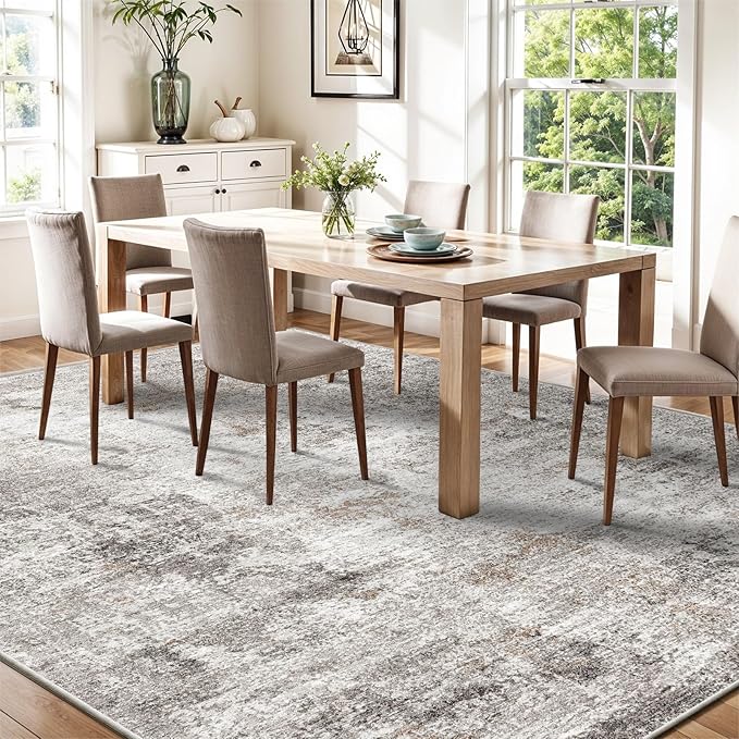 6x9 Washable Living Room Rug – Neutral Modern Abstract Soft Large Area Rug - Image 4