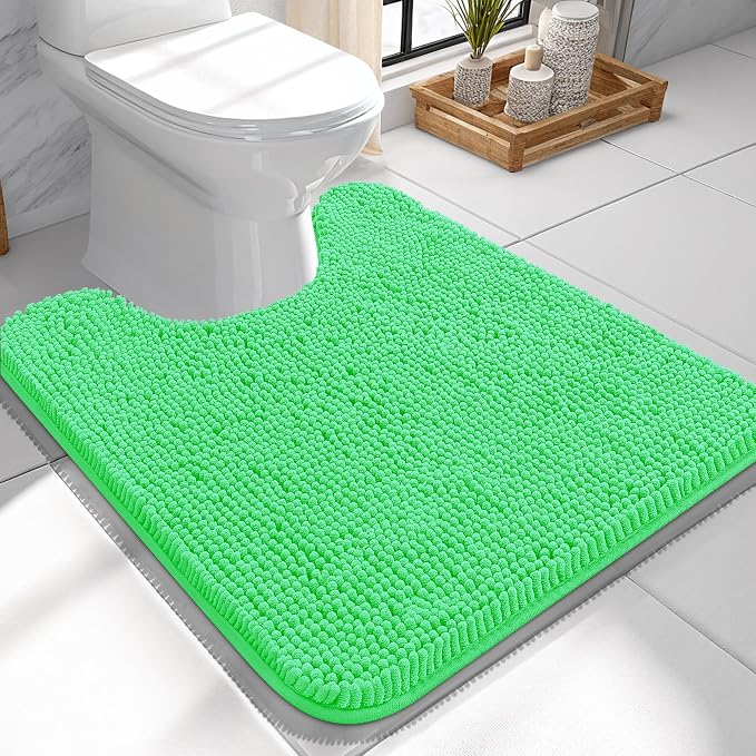 OLANLY Toilet Rugs U-Shaped 24x24, Extra Soft Absorbent Chenille Contour by OLANLY