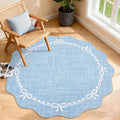 GarveeHome Scalloped Bow Rug for Living Room, 4ft Round Rugs Washable Solid by GarveeHome