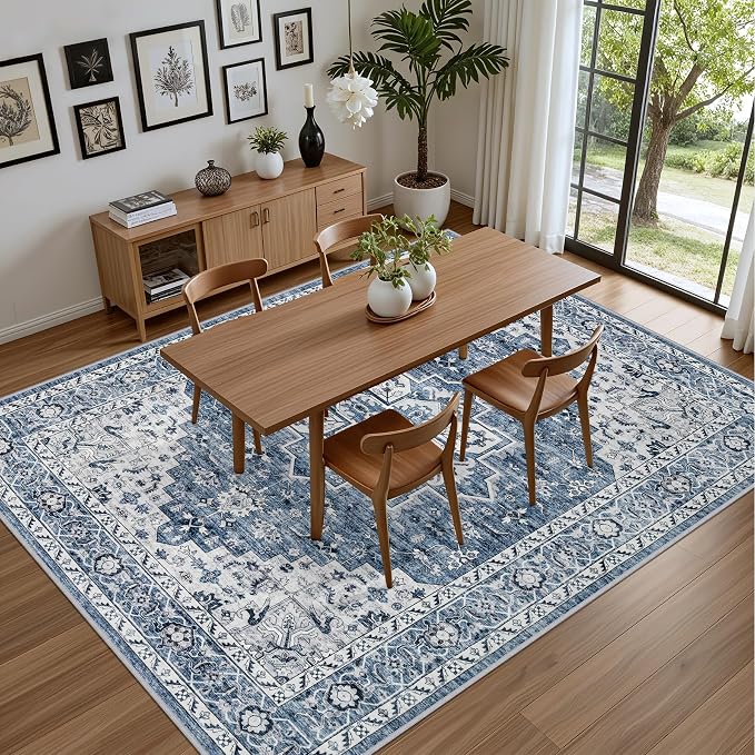 8x10 Area Rugs for Living Room: Washable Rug Soft Vintage Boho Medallion Carpet - Image 5
