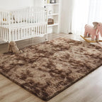 Litanika 9x12 Shag Area Rug for Living Room Bedroom, Tie-Dyed Brown High Pile - Image 3