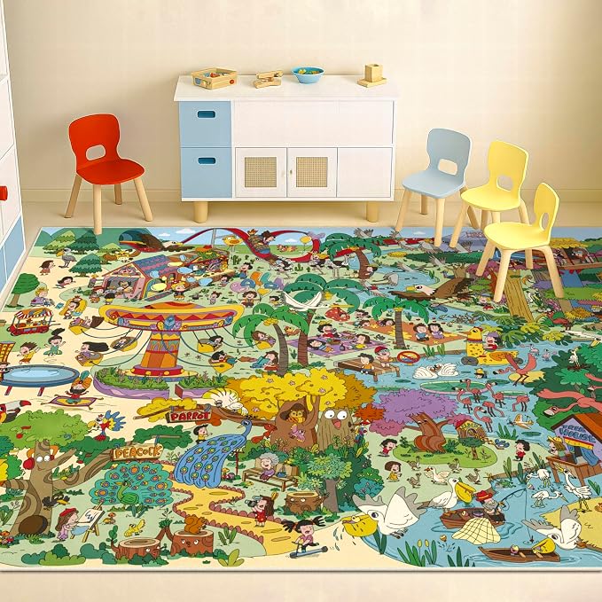 Whimsical Jungle Rug 6x9 for Kids Playroom – Cute Colorful Animal Safari Map - Image 8