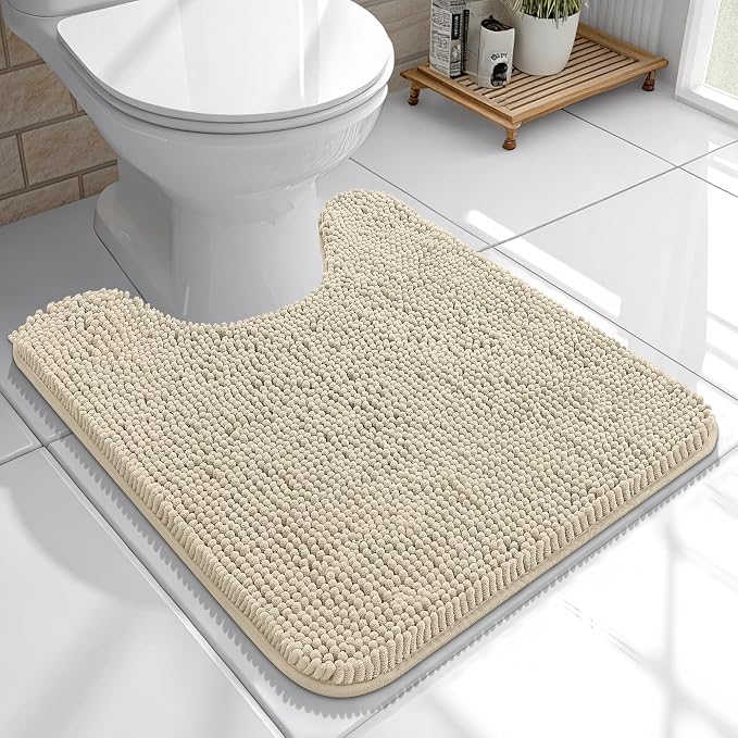 OLANLY Toilet Rugs U-Shaped 20x20, Extra Soft Absorbent Chenille Contour by OLANLY