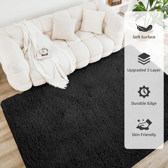 Litanika 6x9 Shag Area Rug for Living Room Bedroom, Non-Shedding Modern Indoor - Image 4