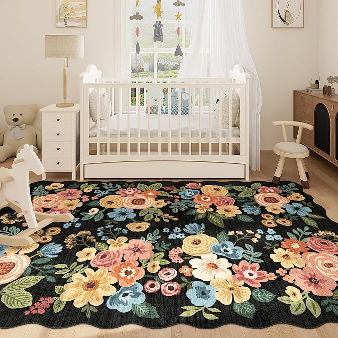 DUKINO 6x9 Area Rug, Floral Washable Rugs - Image 7