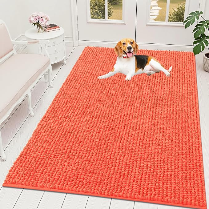 OLANLY Dog Door Mat for Muddy Paws 70x46, Ultra Absorbent Chenille Mud Doormat by OLANLY