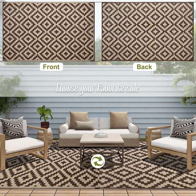 SAND MINE Reversible Mats, Plastic Straw Rug, Modern Area Rug, Large Floor Mat - Image 3