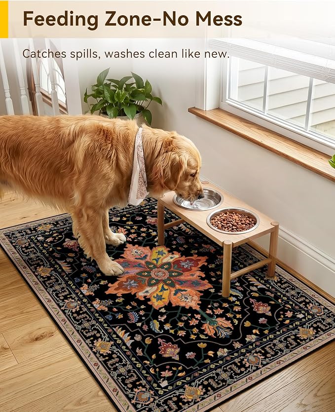 RELEANY Area Rugs Small 2'x3' Washable Non-Slip, Floral Vintage Distress - Image 4